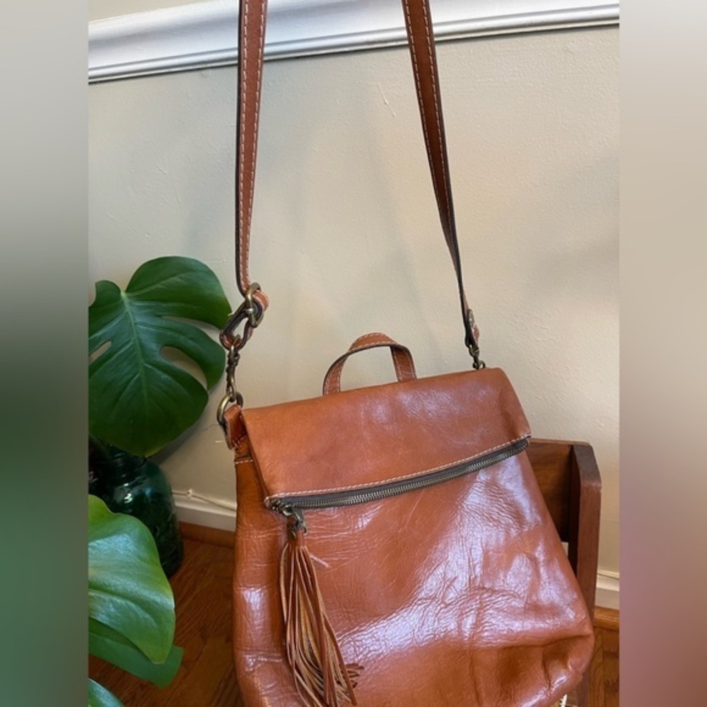 Patricia Nash Backpack Luzille Leather Convertible Tote Purse camel brown - Picture 12 of 16